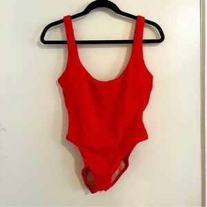 JCrew Red ribbed scoop neck one piece